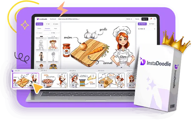 InstaDoodle AI tool creating doodle animation video